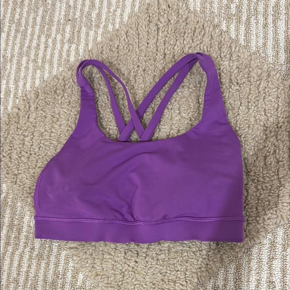 Purple Crisscross Back Sports Bra